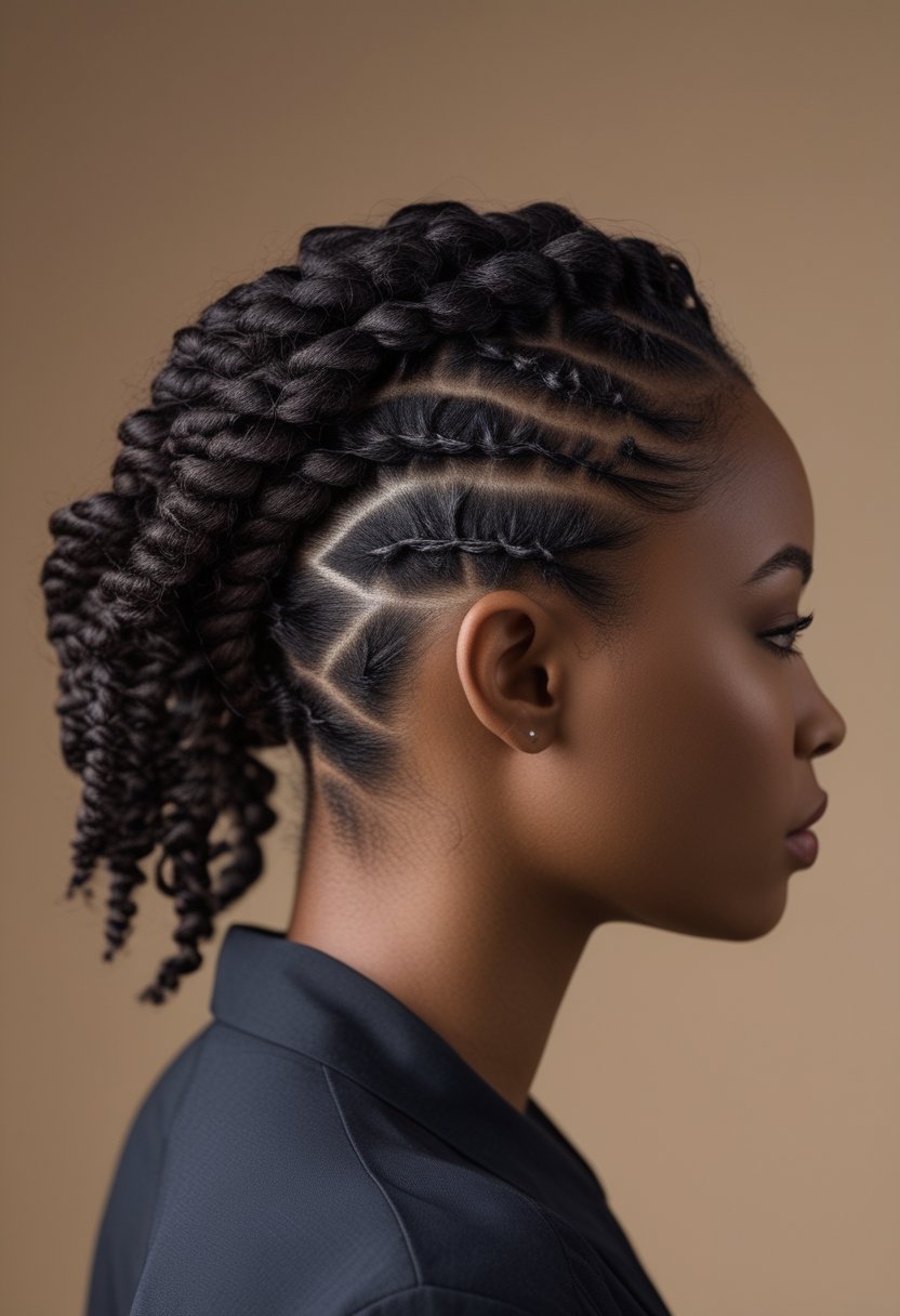 Natural Hair Flat Twist Ideas For Stunning, Effortless Styles A woman wearing neatly arranged two-strand flat twists across her natural hair.