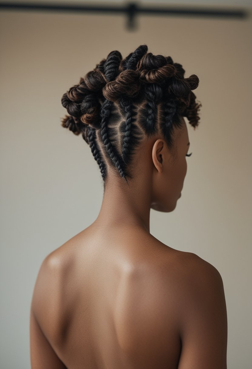 Natural Hair Flat Twist Ideas For Stunning, Effortless Styles A woman with natural textured hair styled in neat mini flat twists.