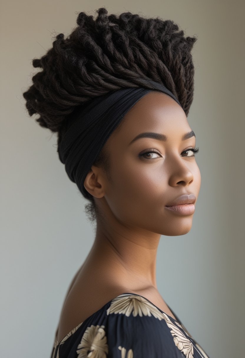 Natural Hair Flat Twist Ideas For Stunning, Effortless Styles A woman with textured hair styled in twists across the front of her head, photographed against a light background.