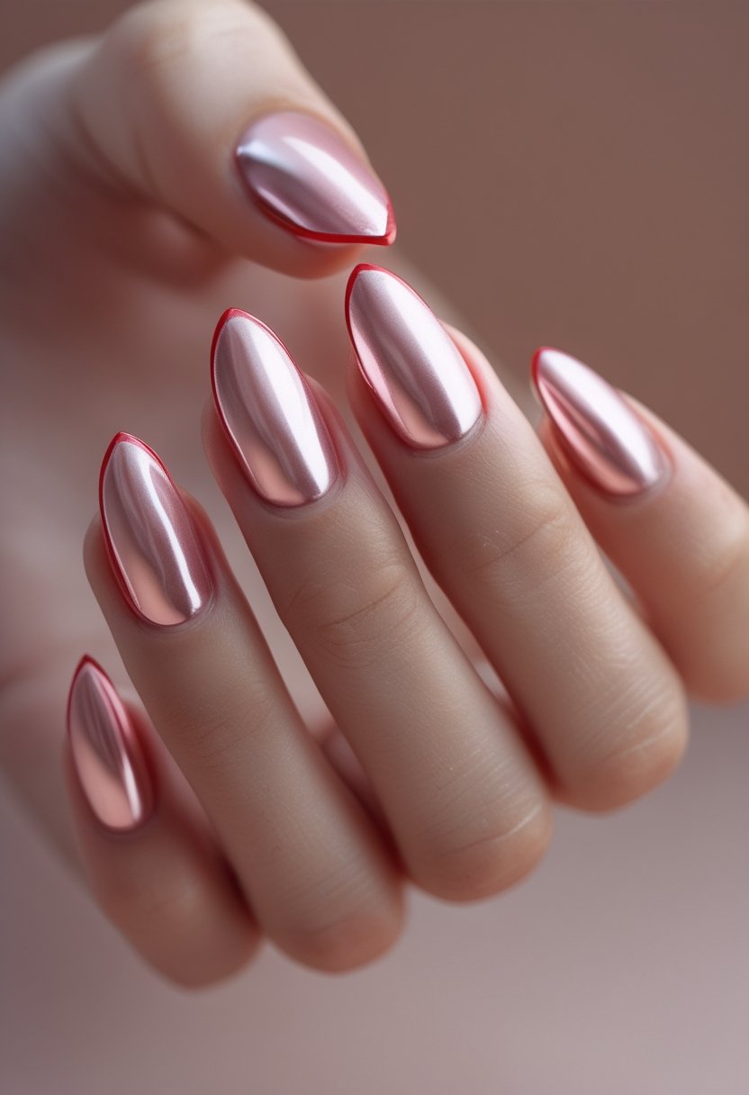Pink And Red Nail Designs: 15 Stunning Looks To Try Now A manicured hand with shiny pink nails edged in red.
